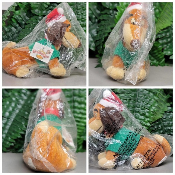Vtg 8" 1998  Denny's An All Dogs CHRISTmas Carol Bean Bag Plush Toy Itchy - Picture 1 of 8